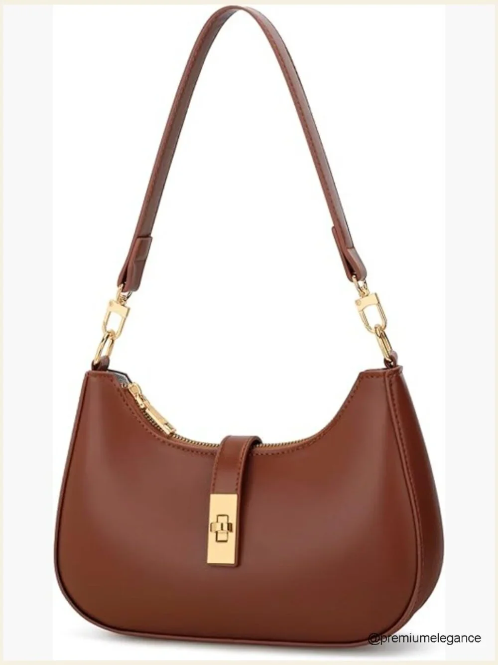 Vegan Leather Crescent Hobo Shoulder Bag with Chain